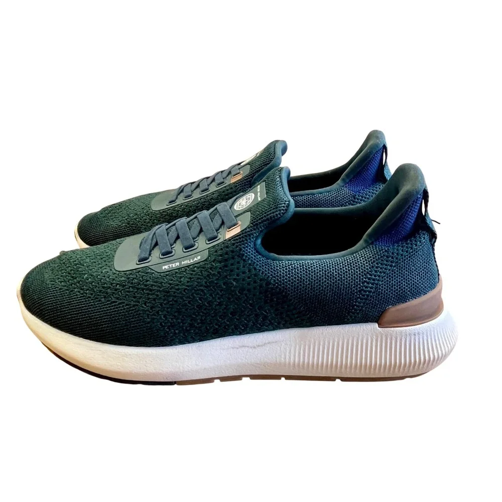 PETER MILLAR Green Apollo Knit Sneaker Mens 9.5 Slip On Performance Athleisure‎